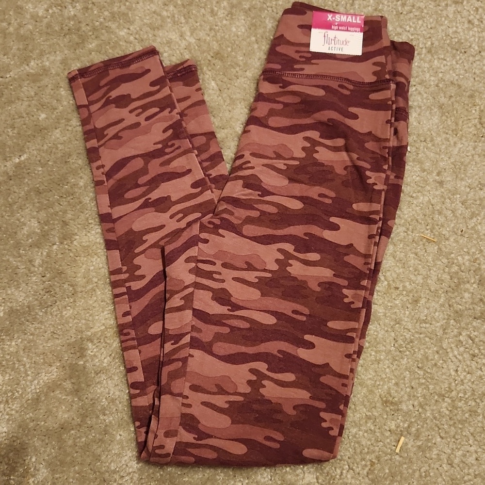 Firtitude Leggings Active Size XS High Waisted Pink Camouflage Berry Camo